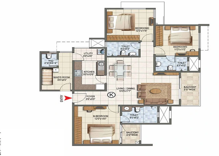Prestige Nautilus 6 BHK Floor Plan